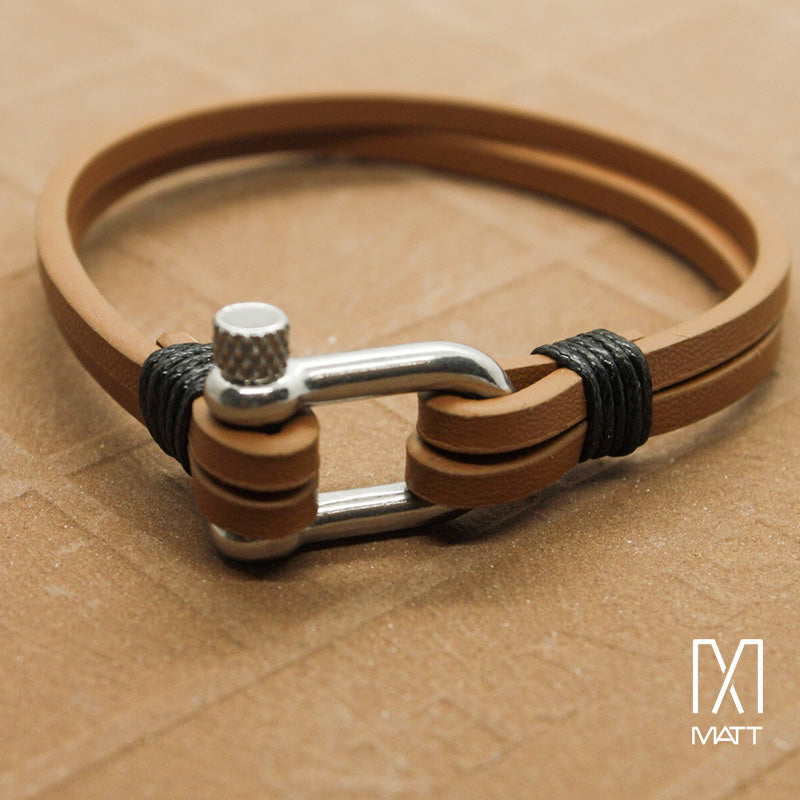 PULSERA DOBLE DE CUERO CON BROCHE METÁLICO